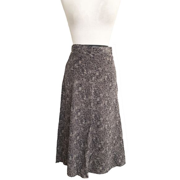 Silx A Line Midi Skirt Snakeskin Print Brown 100% Silk Size S Small Casual - Picture 1 of 4
